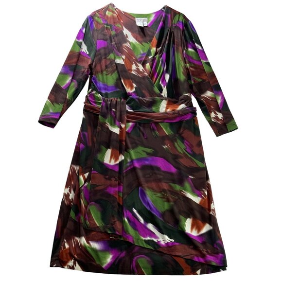 MONROE & MAIN Women's Wrap Dress Abstract Print Multicolor Poly Stretch Size 18W - Picture 6 of 12